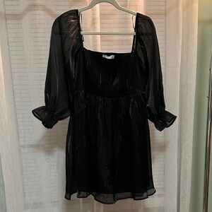 Elegant Black Metallic Sheer Dress